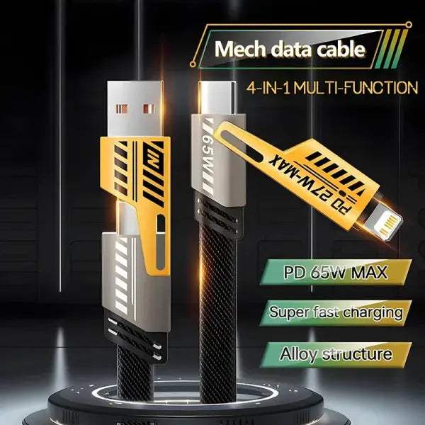 65W USB Type Mecha 4 in 1 Multi Port Cable for Fast Charging