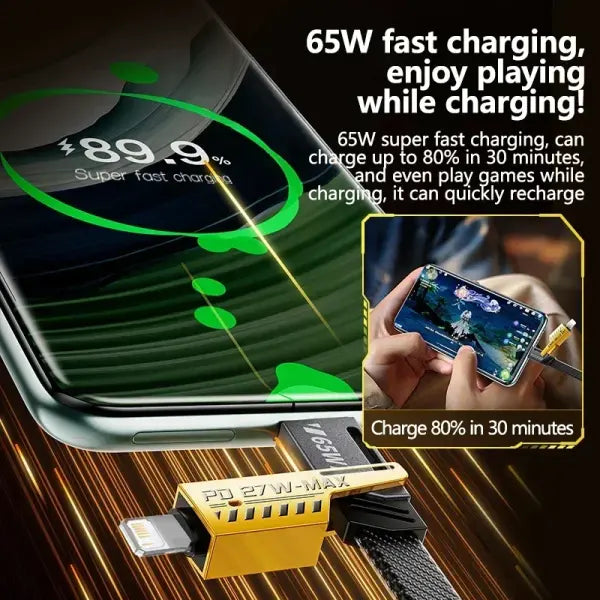65W USB Type Mecha 4 in 1 Multi Port Cable for Fast Charging