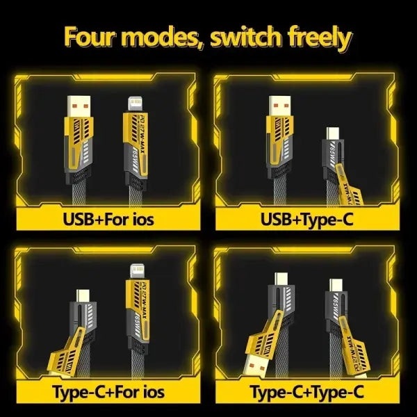 65W USB Type Mecha 4 in 1 Multi Port Cable for Fast Charging