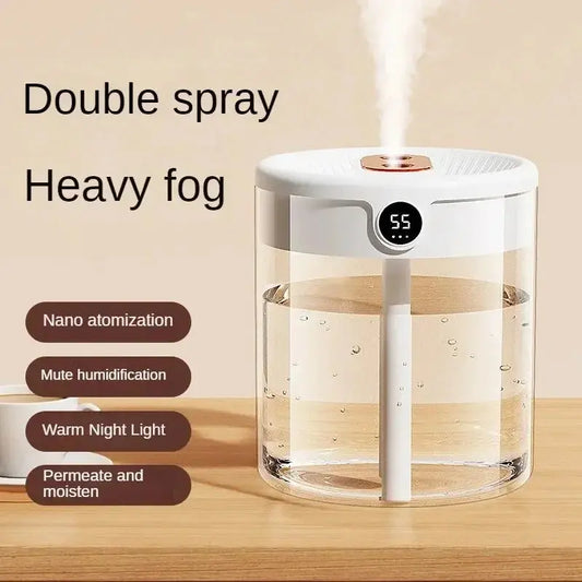 2L Dual Spray Humidifier | LED Display | Auto Shut-Off | Bedroom & Office