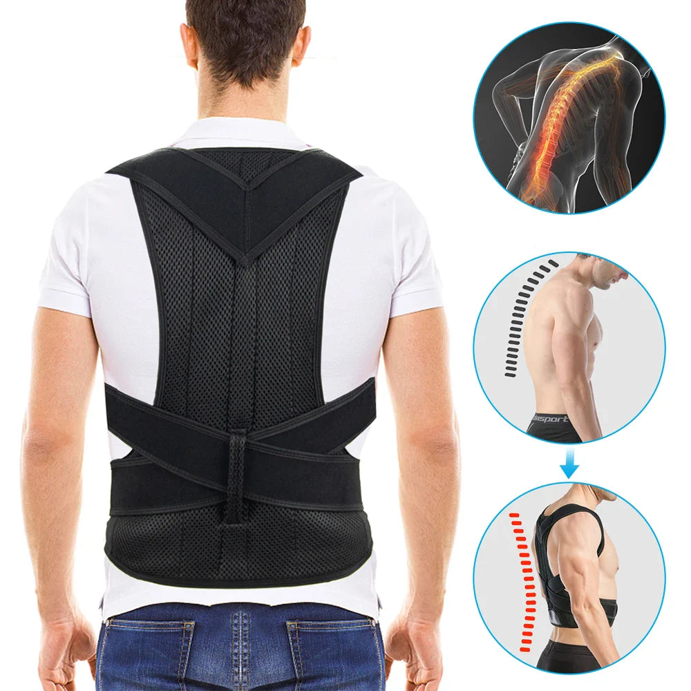 Adjustable Upper Back Posture Corrector Brace – Clavicle Support Shoulder Strap for Back Straightening and Posture Improvement