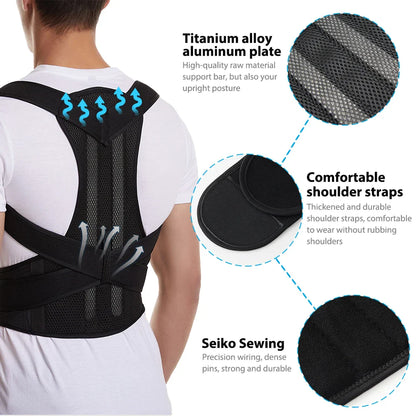 Adjustable Upper Back Posture Corrector Brace – Clavicle Support Shoulder Strap for Back Straightening and Posture Improvement