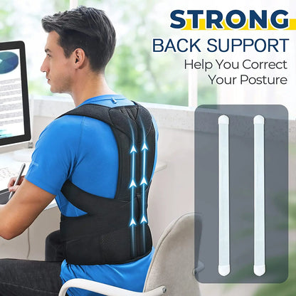 Adjustable Upper Back Posture Corrector Brace – Clavicle Support Shoulder Strap for Back Straightening and Posture Improvement