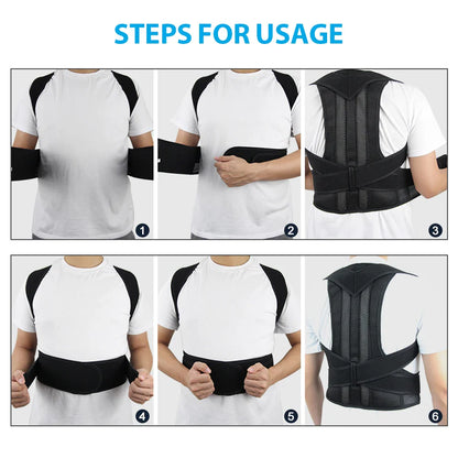 Adjustable Upper Back Posture Corrector Brace – Clavicle Support Shoulder Strap for Back Straightening and Posture Improvement