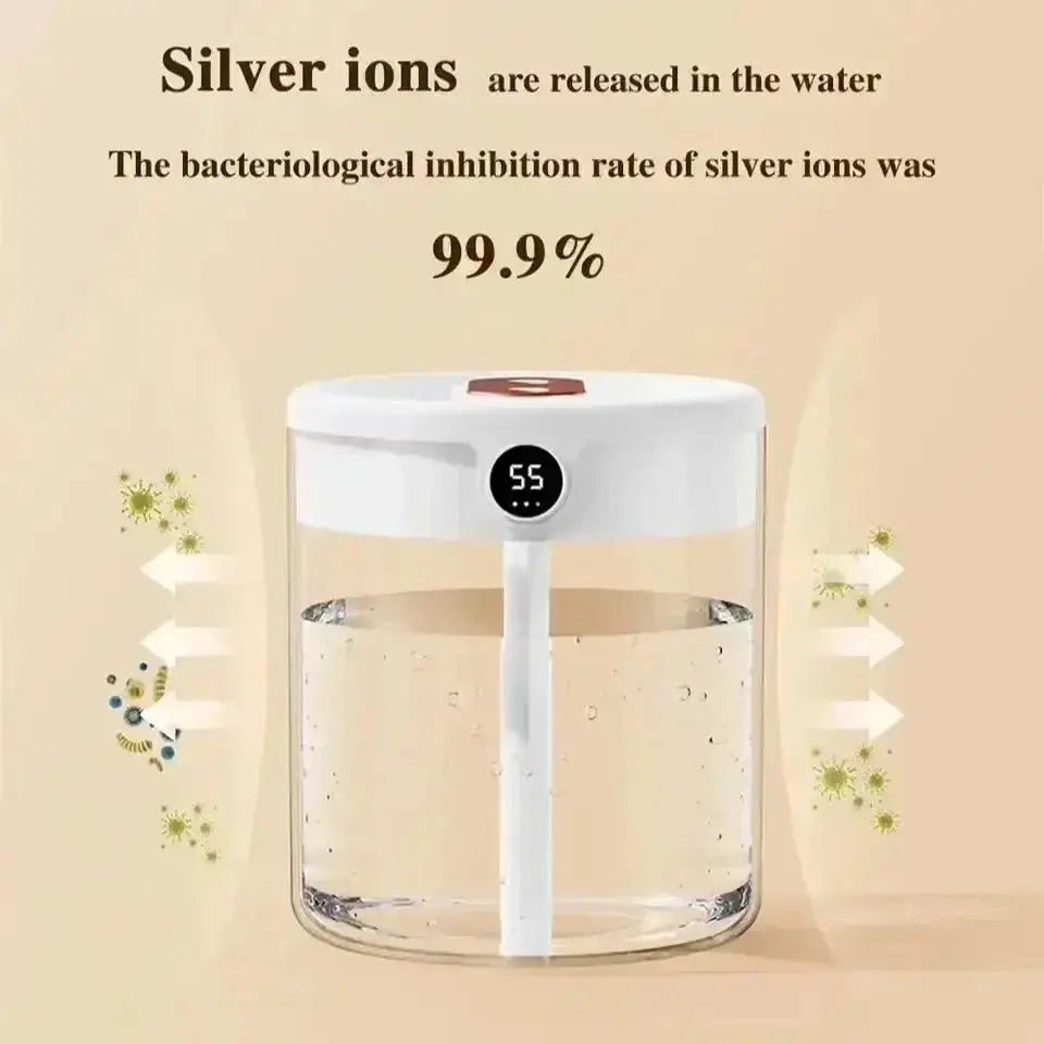 2L Dual Spray Humidifier | LED Display | Auto Shut-Off | Bedroom & Office