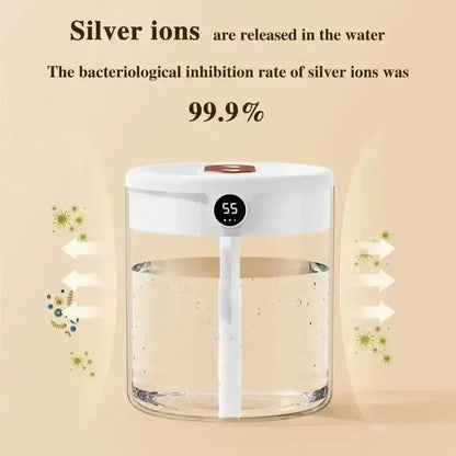 2L Dual Spray Humidifier | LED Display | Auto Shut-Off | Bedroom & Office