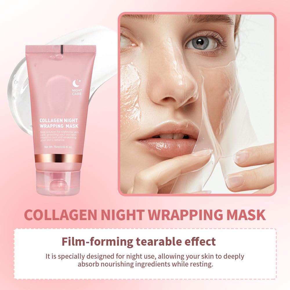 Selfika™ Collagen Night Wrapping Mask – Overnight Lifting & Deep Hydrating Peel-Off Mask (75ml)