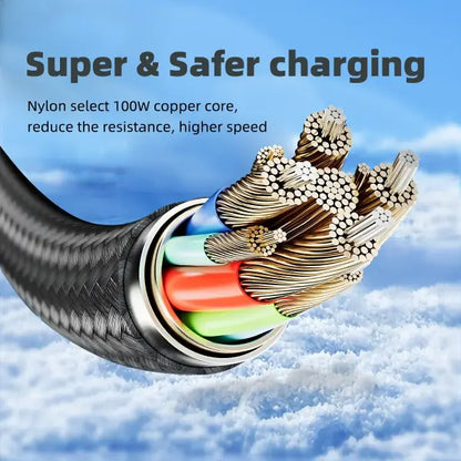 Fast Charge Cable LED Digital Display Nylon Cord Data Transmission